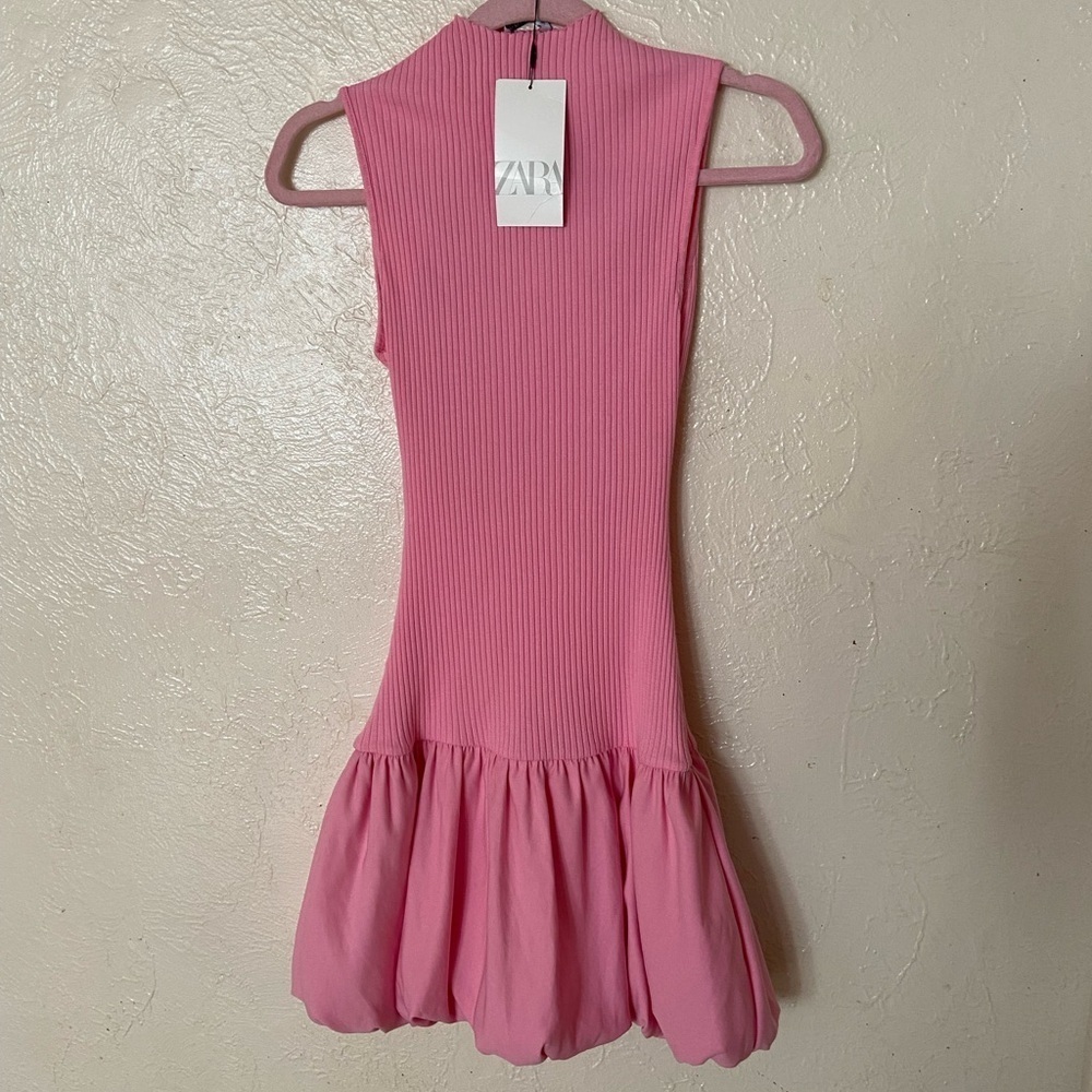 Zara Pink Sheath Dress Mock Neck Sleeveless Cocktail - Picture 2 of 11